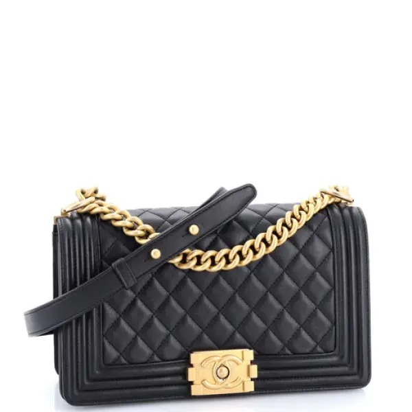 Chanel Boy Flap Bag Quilted Caviar Old Medium