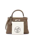 Hermes Kelly Handbag Taupe Grey Togo with Palladium Hardware 28