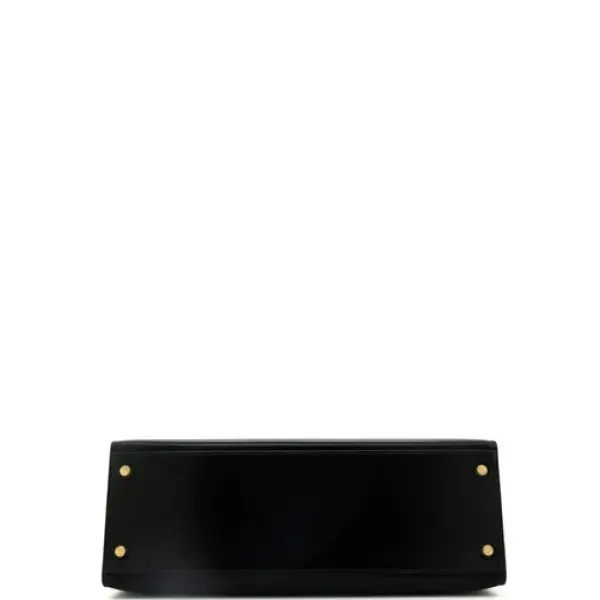 Hermes Kelly Handbag Noir Box Calf with Gold Hardware 32