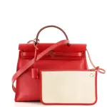Hermes Herbag Zip Berline Vache Canvas and Leather 31