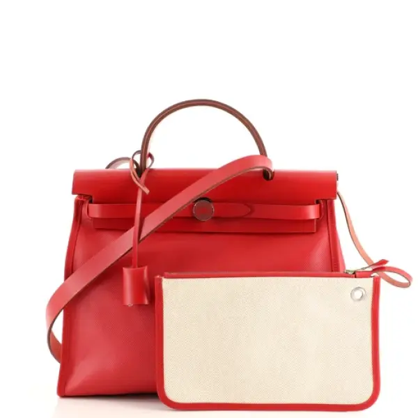 Hermes Herbag Zip Berline Vache Canvas and Leather 31