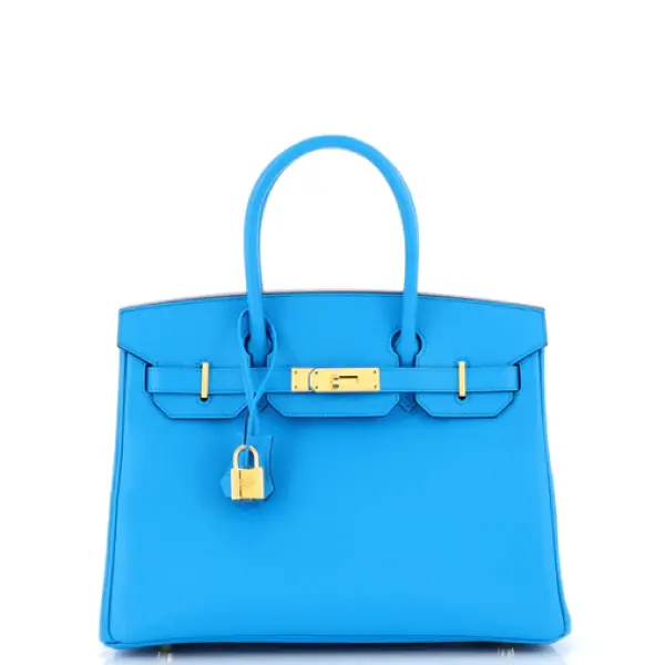 Hermes Birkin Handbag Ciel Epsom with Gold Hardware 30