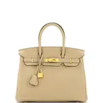 Hermes Birkin Handbag Light Togo with Gold Hardware 30