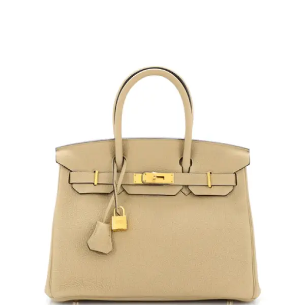 Hermes Birkin Handbag Light Togo with Gold Hardware 30