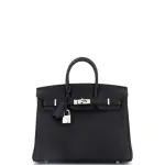 Hermes Birkin Handbag Noir Togo with Palladium Hardware 25