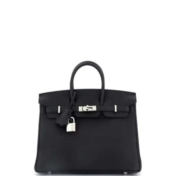 Hermes Birkin Handbag Noir Togo with Palladium Hardware 25