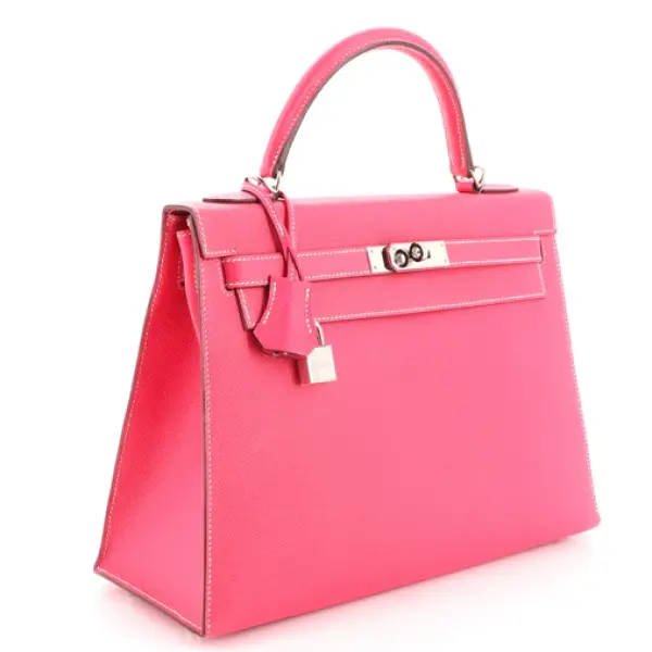 Hermes Kelly Handbag Rose Tyrien Epsom with Palladium Hardware 32