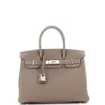 Hermes Birkin Handbag Grey Togo with Palladium Hardware 30