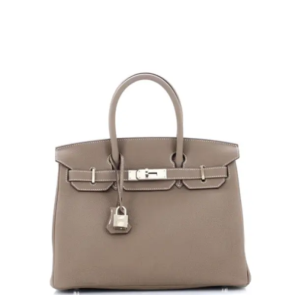 Hermes Birkin Handbag Grey Togo with Palladium Hardware 30