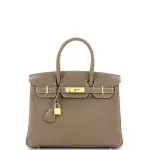 Hermes Birkin Handbag Grey togo with Gold Hardware 30
