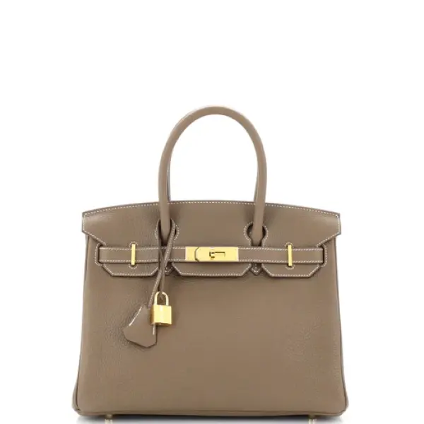Hermes Birkin Handbag Grey togo with Gold Hardware 30