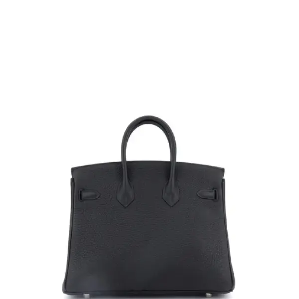 Hermes Birkin Handbag Noir Togo with Palladium Hardware 25