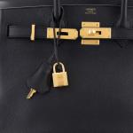 Hermes Birkin Handbag Noir Epsom with Gold Hardware 35