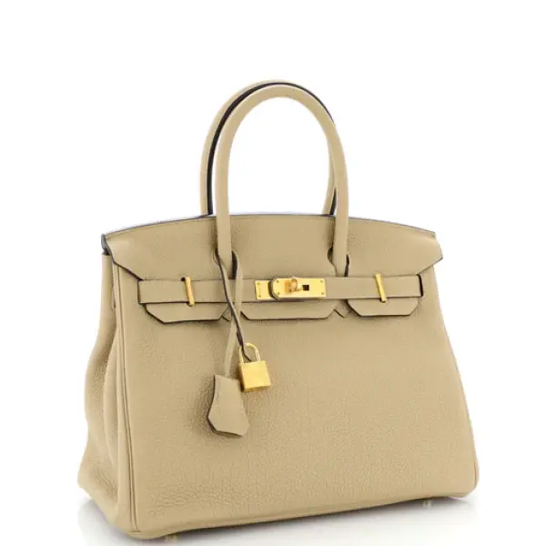 Hermes Birkin Handbag Light Togo with Gold Hardware 30