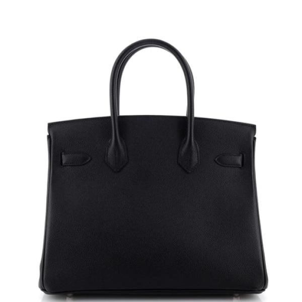 Hermes Birkin Handbag Noir Epsom with Palladium Hardware 35