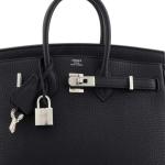 Hermes Birkin Handbag Noir Togo with Palladium Hardware 25