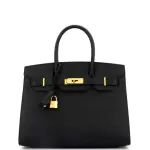 Hermes Birkin Sellier Bag Noir Epsom with Gold Hardware 30