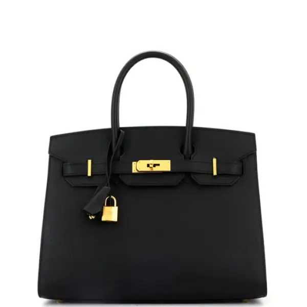 Hermes Birkin Sellier Bag Noir Epsom with Gold Hardware 30