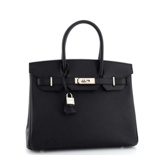 Hermes Birkin Handbag Noir Epsom with Palladium Hardware 35