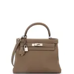 Hermes Kelly Handbag Taupe Grey Togo with Palladium Hardware 28