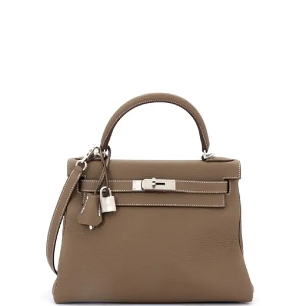Hermes Kelly Handbag Taupe Grey Togo with Palladium Hardware 28