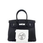 Hermes Birkin Handbag Noir Togo with Palladium Hardware 30