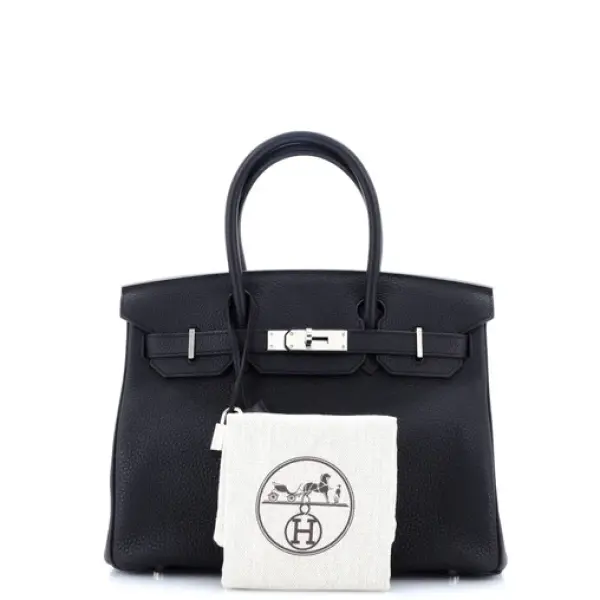 Hermes Birkin Handbag Noir Togo with Palladium Hardware 30