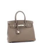Hermes Birkin Handbag Grey Togo with Palladium Hardware 30
