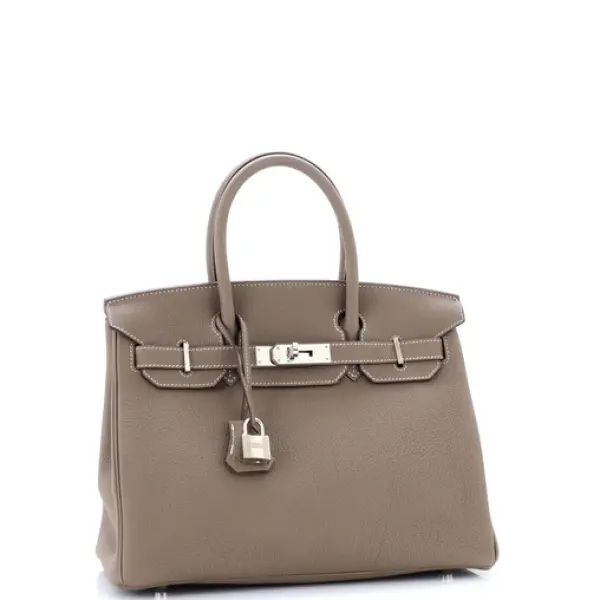 Hermes Birkin Handbag Grey Togo with Palladium Hardware 30