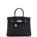 Hermes Birkin Handbag Noir Epsom with Palladium Hardware 35