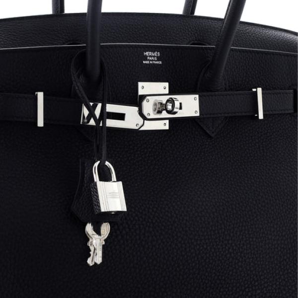 Hermes Birkin Handbag Noir Togo with Palladium Hardware 30