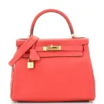 Hermes Kelly Handbag Rouge Casaque Togo with Gold Hardware 28