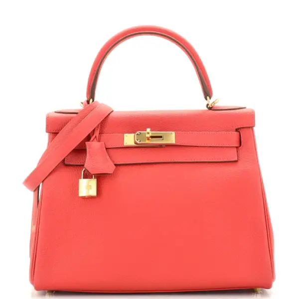 Hermes Kelly Handbag Rouge Casaque Togo with Gold Hardware 28