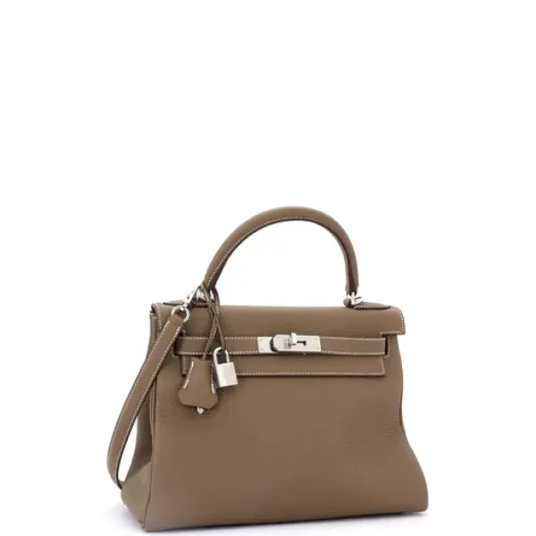 Hermes Kelly Handbag Taupe Grey Togo with Palladium Hardware 28