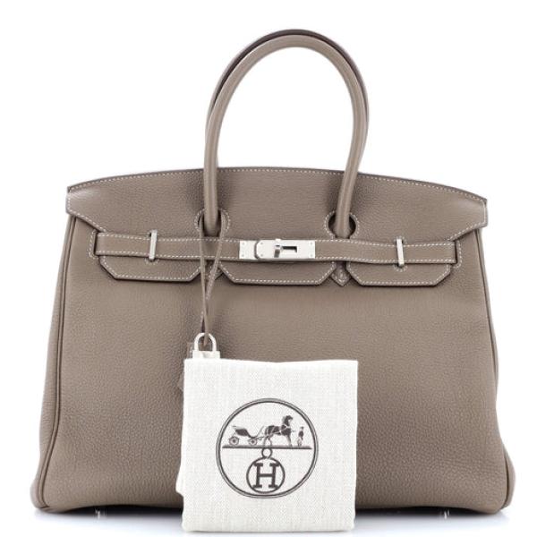 Hermes Birkin Handbag Grey Togo with Palladium Hardware 35