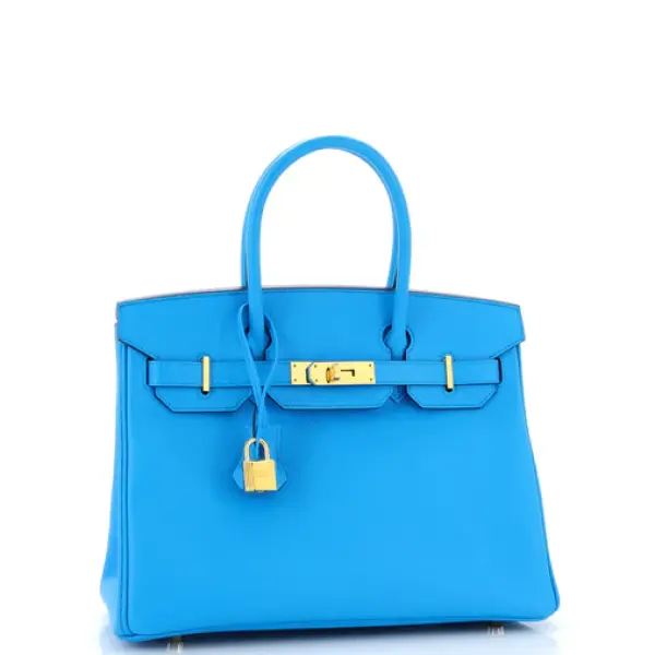 Hermes Birkin Handbag Ciel Epsom with Gold Hardware 30