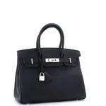 Hermes Birkin Handbag Noir Togo with Palladium Hardware 30