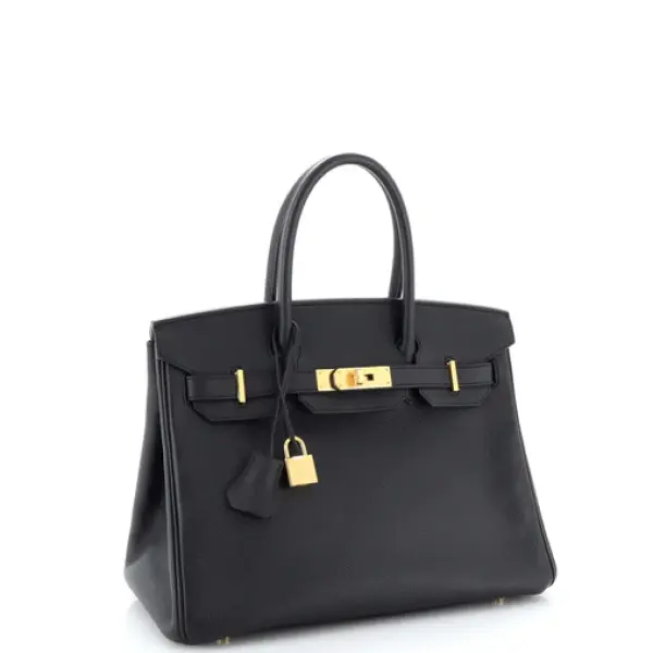 Hermes Birkin Handbag Noir Epsom with Gold Hardware 35