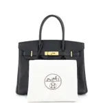 Hermes Birkin Handbag Noir Epsom with Gold Hardware 35