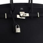 Hermes Birkin Handbag Noir Epsom with Palladium Hardware 35