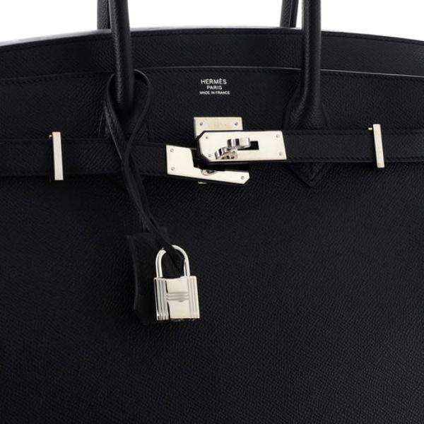 Hermes Birkin Handbag Noir Epsom with Palladium Hardware 35