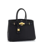 Hermes 3-in-1 Birkin Bag Black Togo and Swift with Toile and Gold Hardware 30