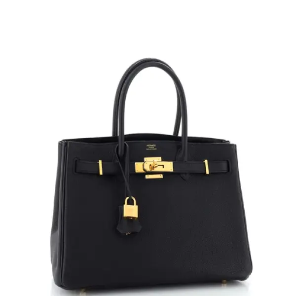 Hermes 3-in-1 Birkin Bag Black Togo and Swift with Toile and Gold Hardware 30