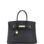 Hermes Birkin Handbag Noir Epsom with Gold Hardware 35