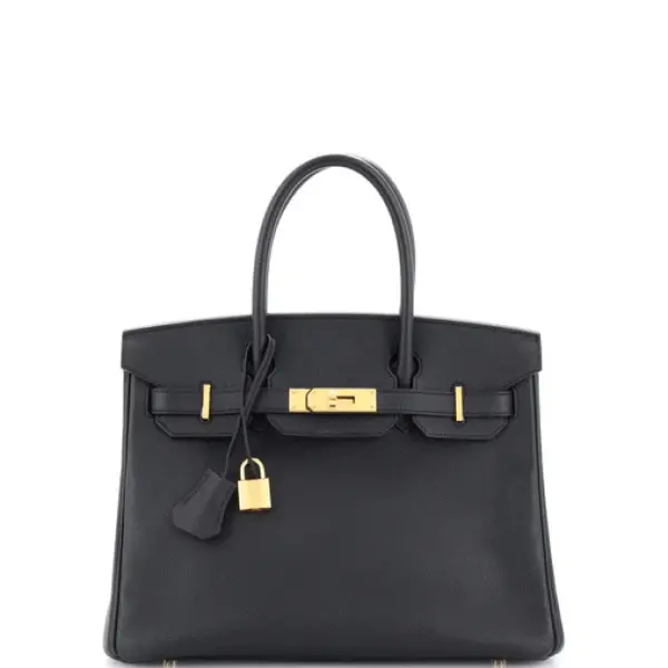 Hermes Birkin Handbag Noir Epsom with Gold Hardware 35