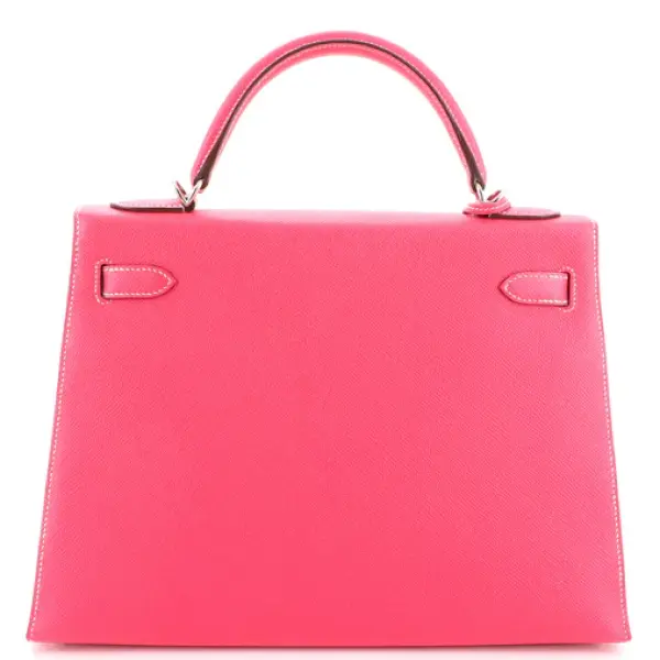 Hermes Kelly Handbag Rose Tyrien Epsom with Palladium Hardware 32