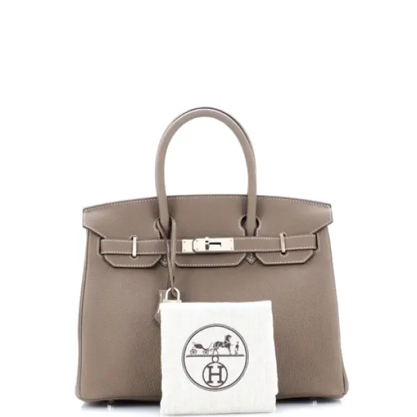 Hermes Birkin Handbag Grey Togo with Palladium Hardware 30