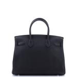 Hermes Birkin Handbag Noir Togo with Palladium Hardware 30