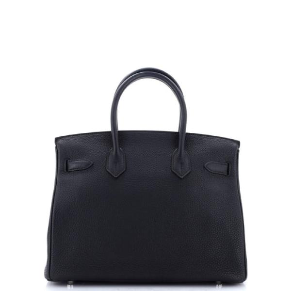 Hermes Birkin Handbag Noir Togo with Palladium Hardware 30