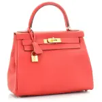 Hermes Kelly Handbag Rouge Casaque Togo with Gold Hardware 28